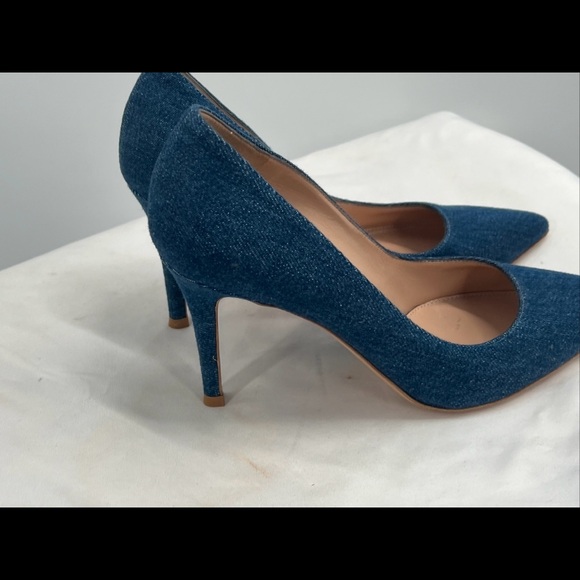 GIANVITO ROSSI Women's High Stiletto Heels Pointed Toe "85" Blue Denim Pumps ~37 - Picture 13 of 16